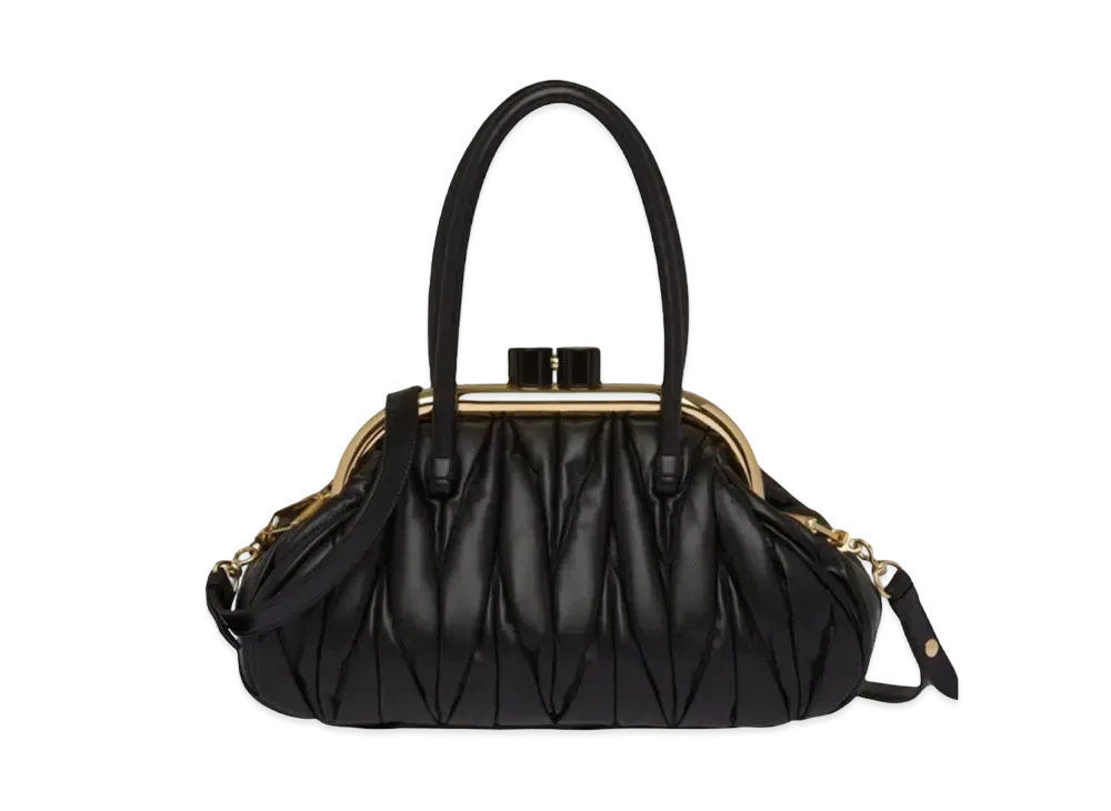MIU MIU Miu Bernappa Leather Handbag "Black"