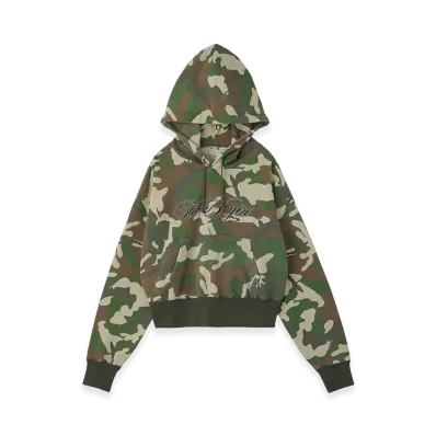 X-Girl Women's Cursive Logo Embroidery Compact Sweat Hoodie "Camo"