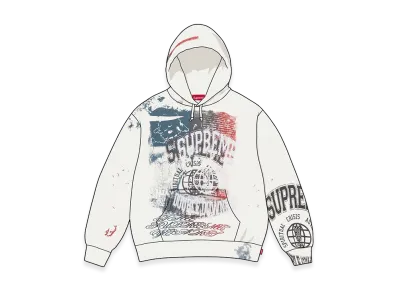 Supreme Overprint Hooded Sweatshirt "White"