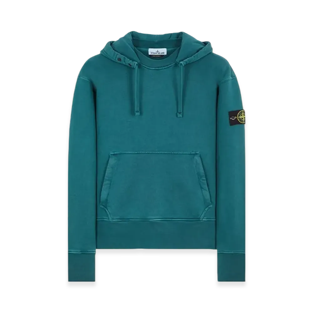 Stone Island 66455 Heavy Textured Fleece Garment Dyed Hooded Sweatshirt - 23FW "Dark Teal Green"