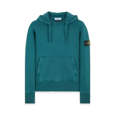 Stone Island 66455 Heavy Textured Fleece Garment Dyed Hooded Sweatshirt - 23FW "Dark Teal Green"
