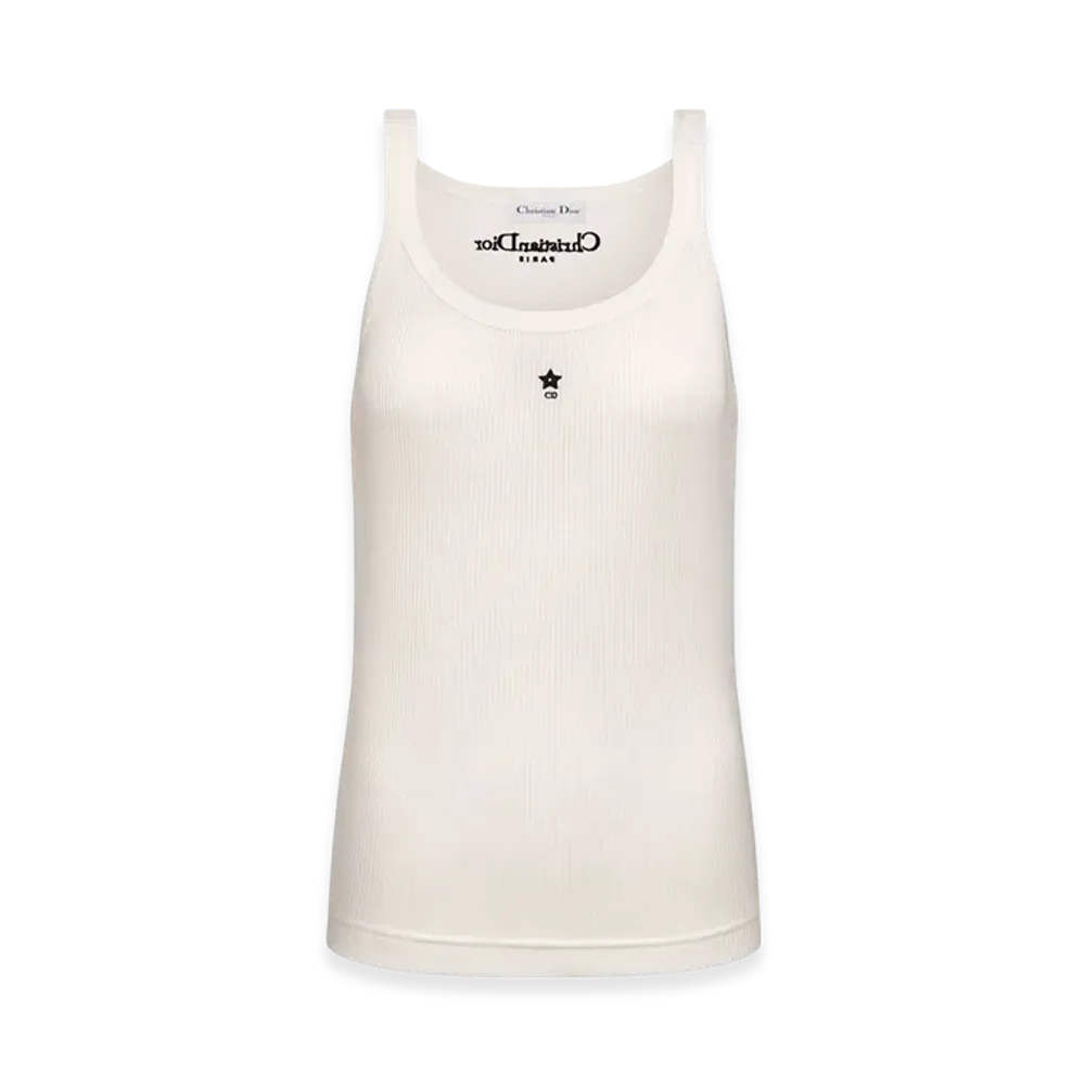 Dior Women's Dioriviera Tank Top Cotton Ribbed Jersey "Ecru"