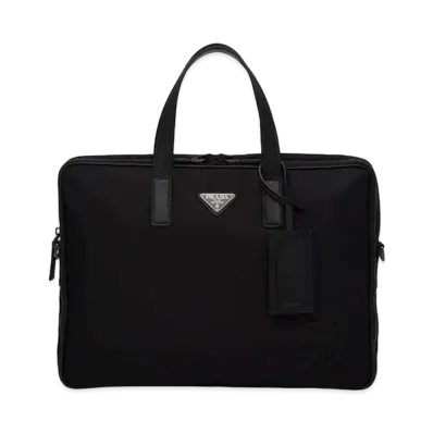 PRADA Re-Nylon And Leather Briefcase "Black"