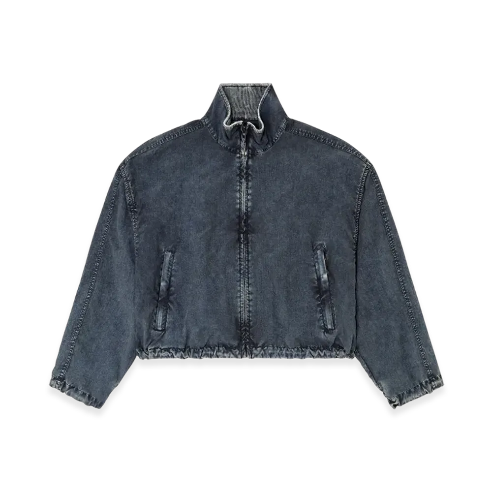 Diesel G-Leam-R1 Cropped Jacket In Recycled Nylon Taslan "Dark Blue"