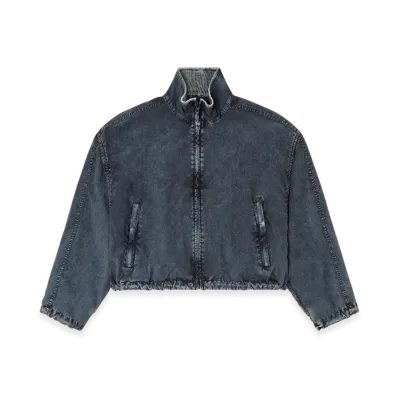 Diesel G-Leam-R1 Cropped Jacket In Recycled Nylon Taslan "Dark Blue"
