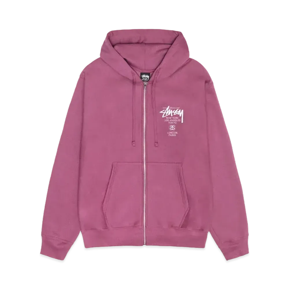 Stussy World Tour SS24 Zip Hood "Berry"