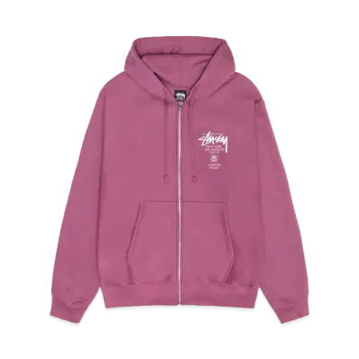 Stussy World Tour SS24 Zip Hood "Berry"