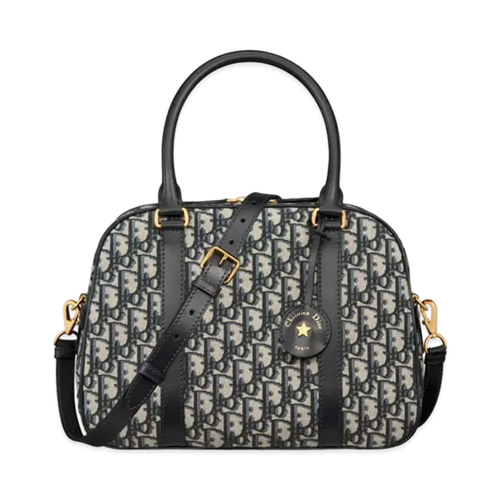 Dior Large D-Vibe Bowling Bag Dior Oblique Jacquard "Blue"