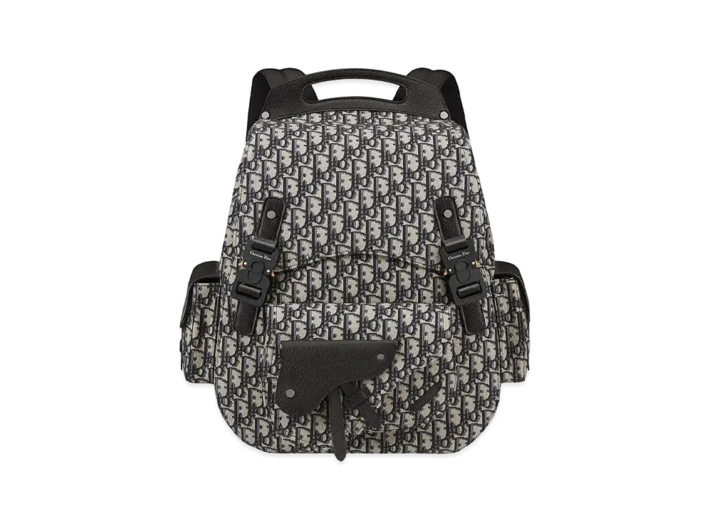 Dior Gallop Maxi Backpack Dior Of Oblique Jacquard & Grained Calfskin "Beige/Black"