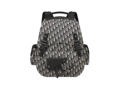 Dior Gallop Maxi Backpack Dior Of Oblique Jacquard & Grained Calfskin "Beige/Black"