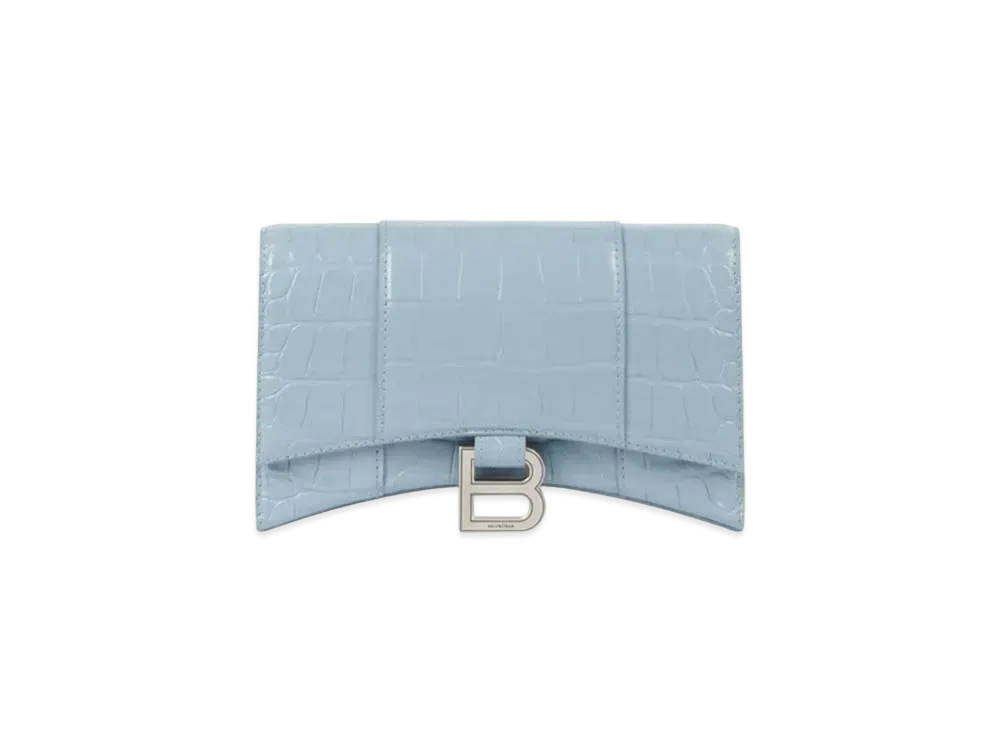 BALENCIAGA Hourglass Wallet With Chain "Blue"