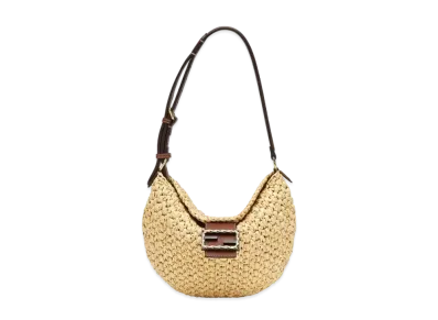 FENDI Small Croissant Woven Straw Bag