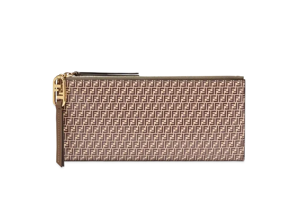FENDI Two-Fold Wallet Leather Wallet "Beige"
