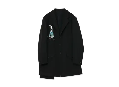 Yohji Yamamoto Pour Homme WOMAN EMBROIDERY 3BUTTONS SIDE SLIT JACKET "Black"
