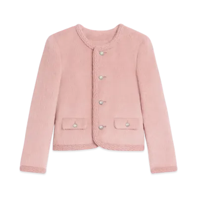 CELINE Women's Chelsea Jacket in Alpaca Wool "Rose Glace"