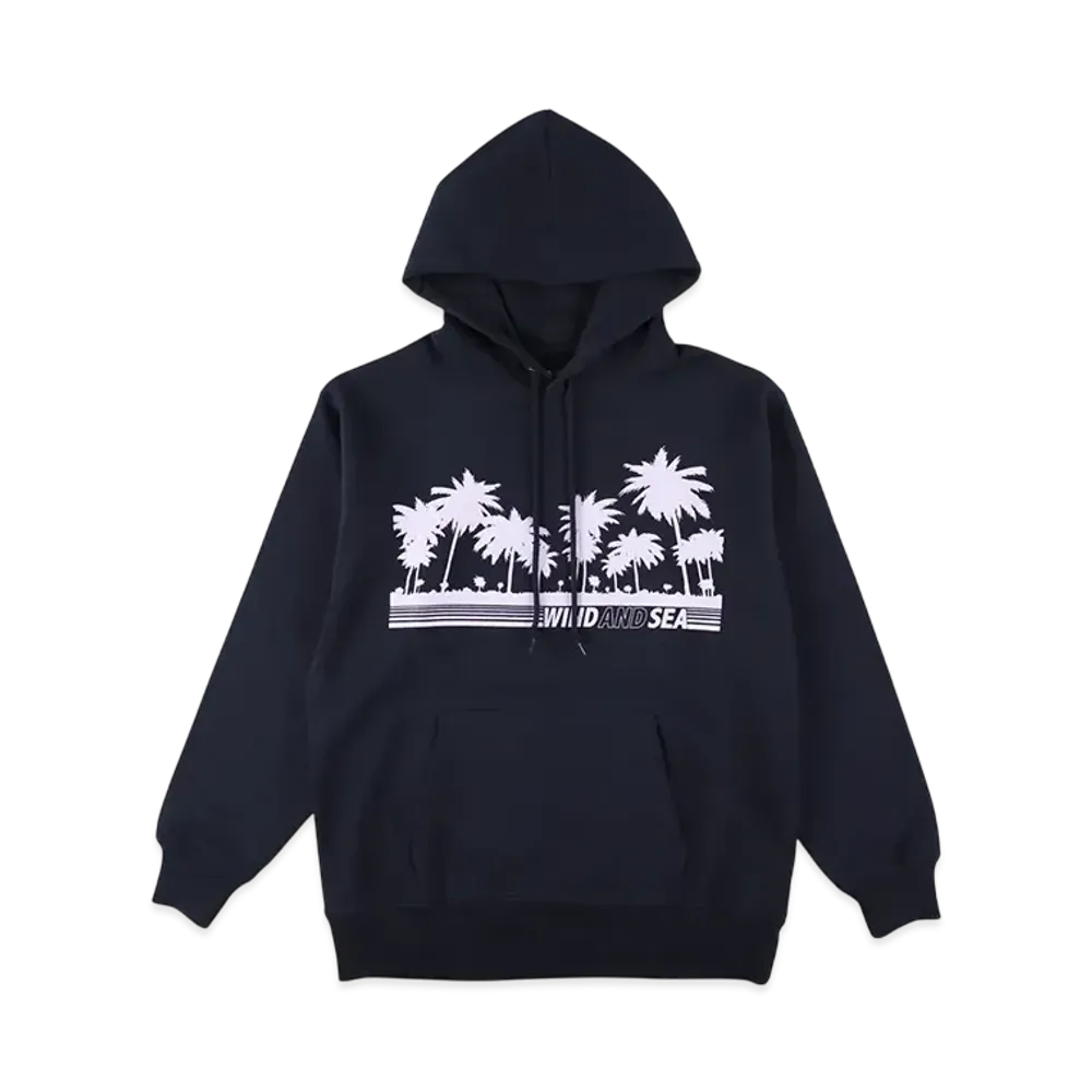 WIND AND SEA Palm Tree Logo Hooded Sweatshirt "Navy"