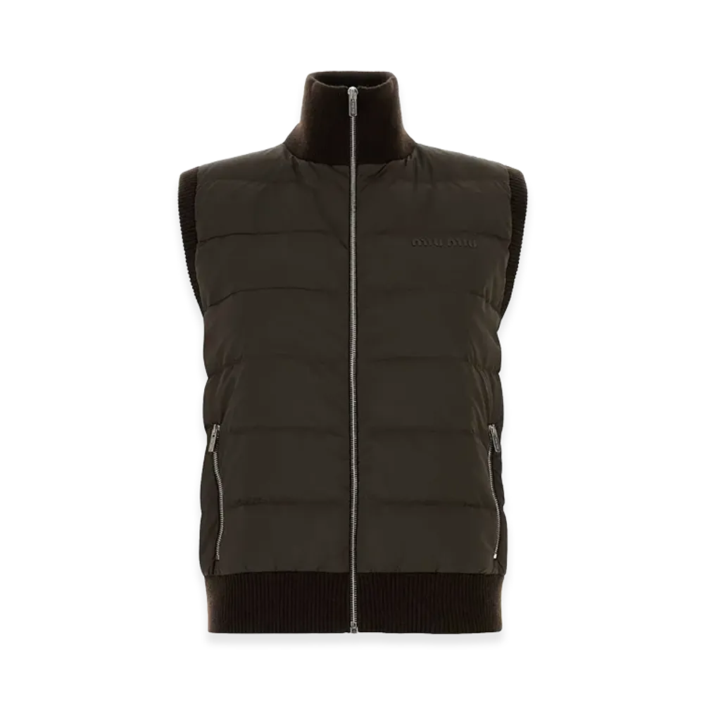 MIU MIU Women's Polyester and Cashmere Blend Vest "Brown/Chocolate"