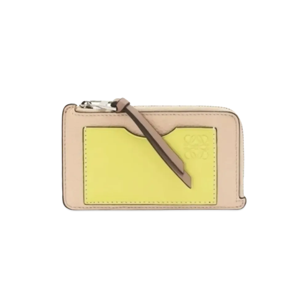 LOEWE Coin Card Holder Soft Grain Calf "Nude/Citron"