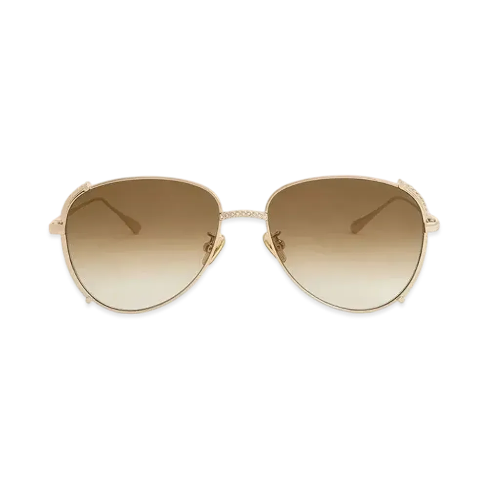 CHARLES & KEITH Gem-Embedded Wire-Frame Aviator Sunglasses "LightGold"