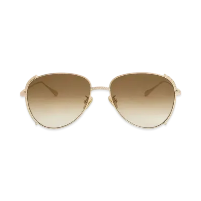 CHARLES & KEITH Gem-Embedded Wire-Frame Aviator Sunglasses "LightGold"