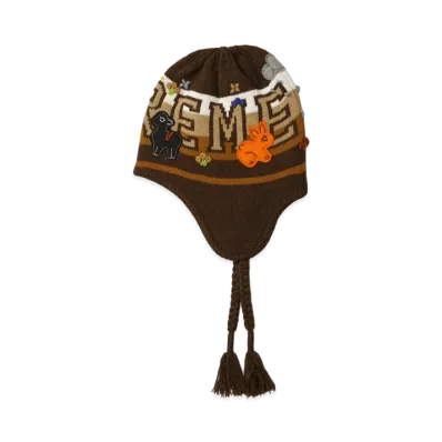 Supreme Felt Applique Earflap Beanie "Brown"