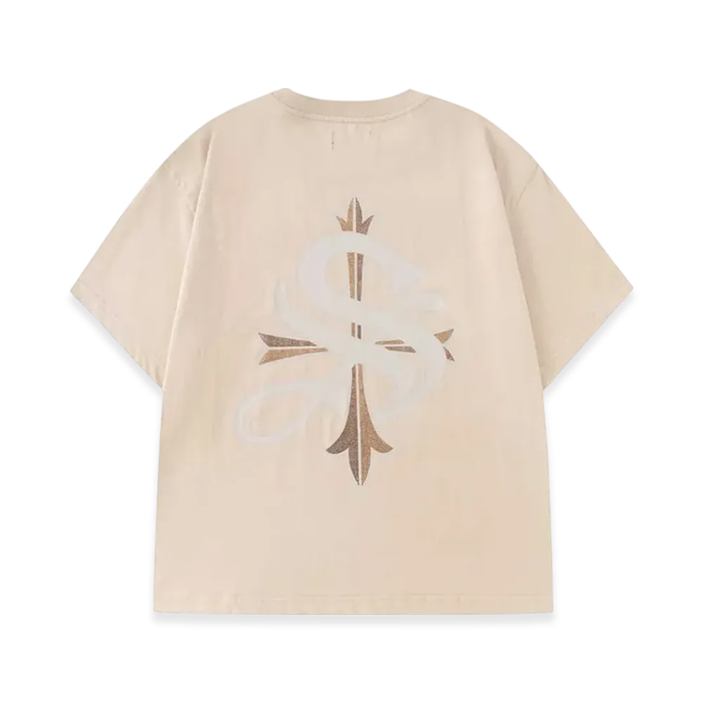 Supplier 2Tone Rhinestone Cross Tee "Beige"