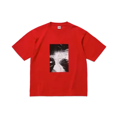 FIRST DOWN S/S TEE #1 COTTON JERSEY by E-WAX STUDIO "Red"