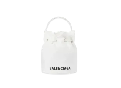 BALENCIAGA Women's Wheel XS Drawstring Bucket Bag "White"
