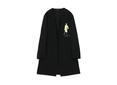 Yohji Yamamoto Pour Homme WOMAN EMBROIDERY NO COLLAR JACKET "Black"