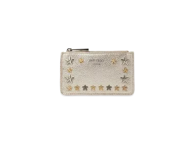 Jimmy Choo Nancy Metallic Soft Grainy Calf Key Case With Star Studs "Mix/Light Gold"