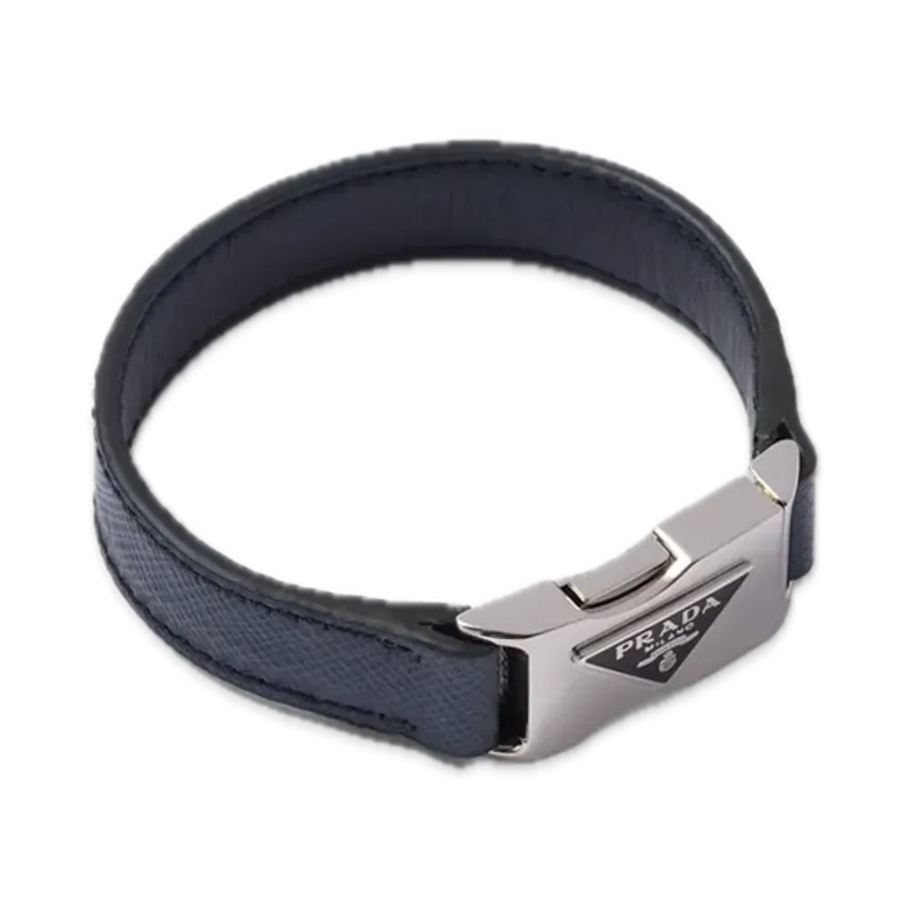 PRADA Saffiano Leather Bracelet "Navy"