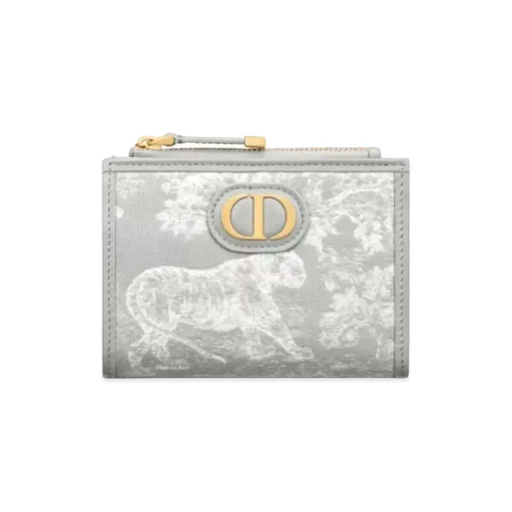 Dior 30 Montaigne Dahlia Wallet Toile de Jouy Reverse Jacquard "Gray"