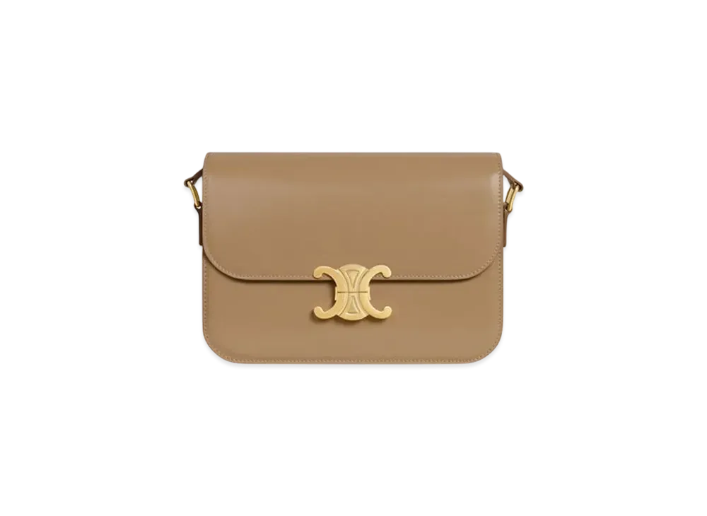 CELINE Classique Triomphe Bag in Shiny Calfskin "Smoked Brown"