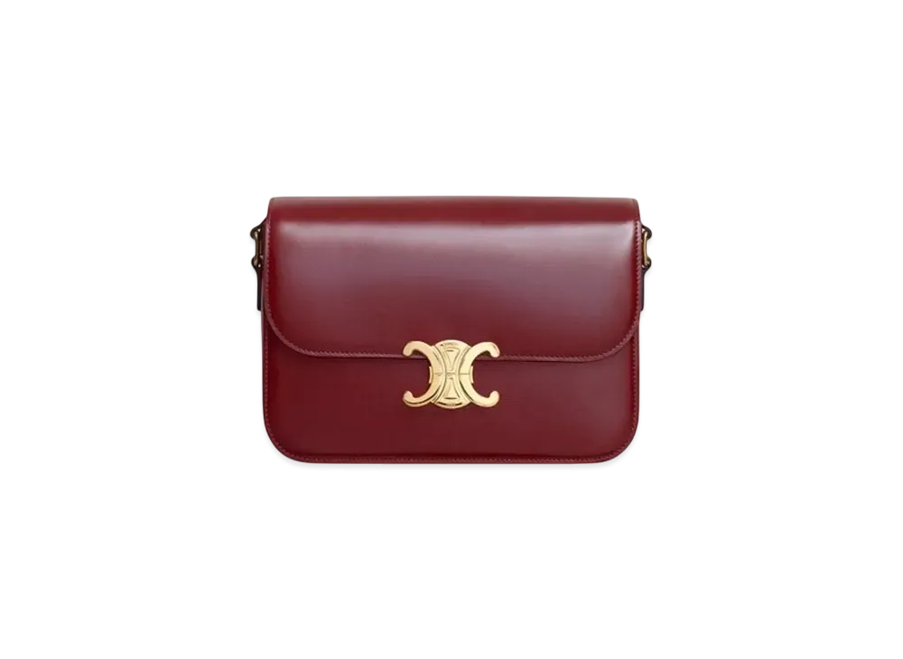 CELINE Classique Triomphe Bag in Shiny Calfskin "Light Burgundy"