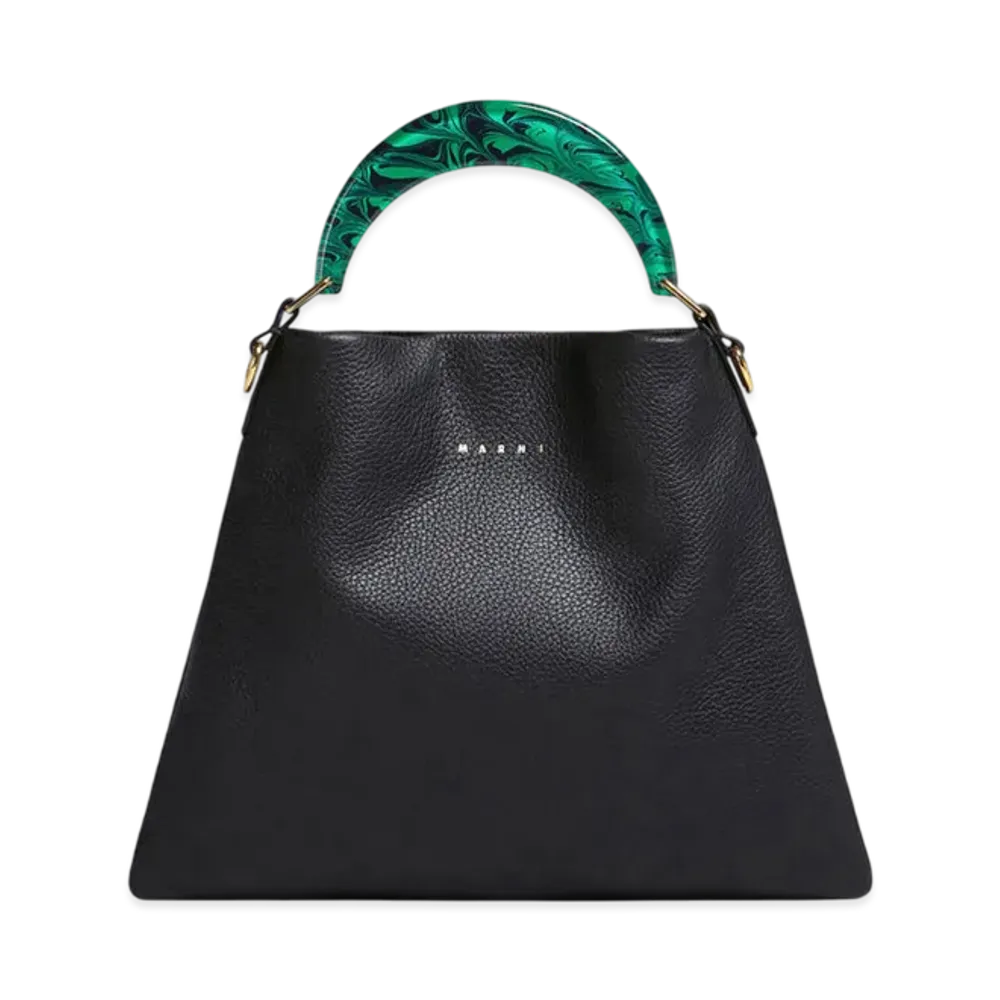 MARNI Venice Small Bag in Leather "Black/Spherical Green"