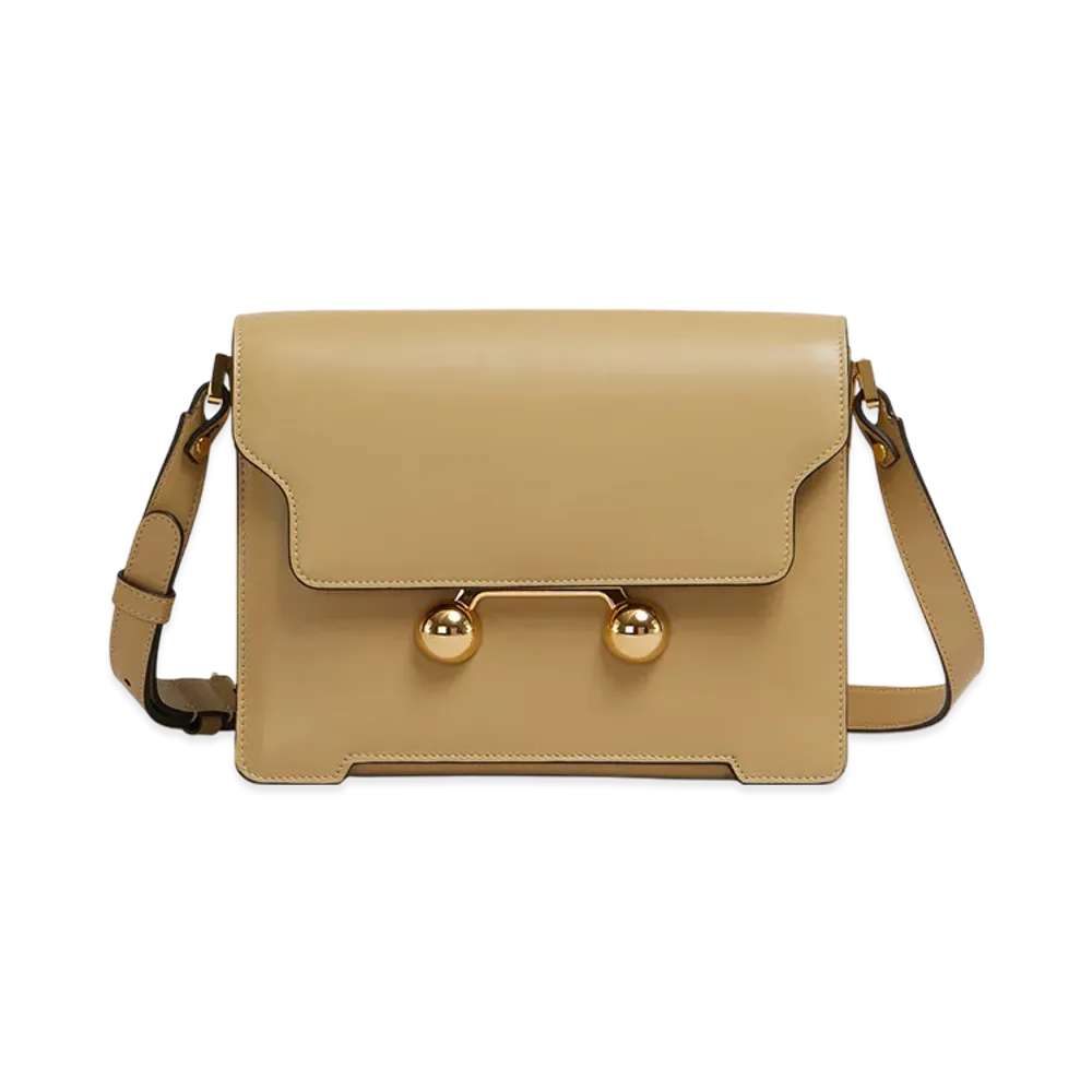 MARNI Trunkaroo Medium Shoulder Bag in Leather "Nomad/Beige"