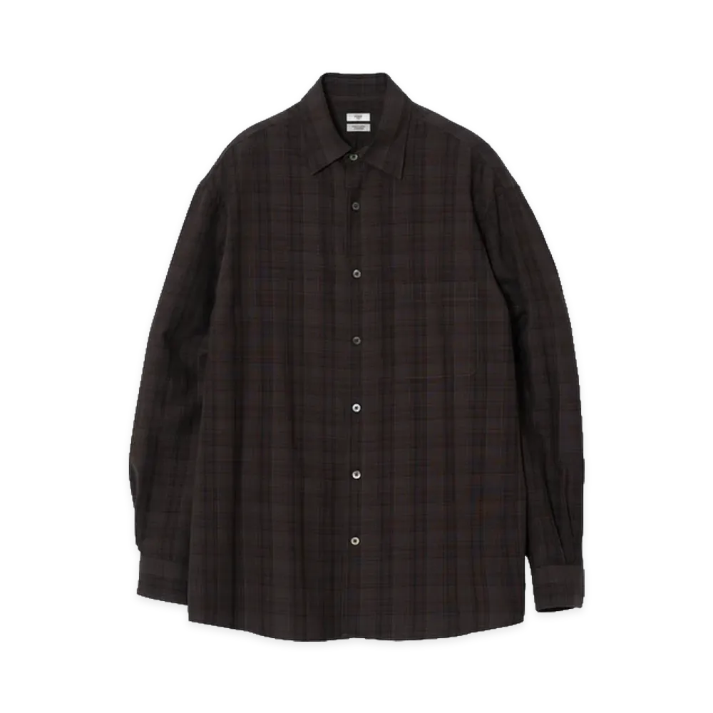 YOKE Cotton Rayon Plaid Relax Shirt "Dark Gray"