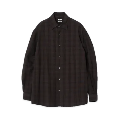 YOKE Cotton Rayon Plaid Relax Shirt "Dark Gray"