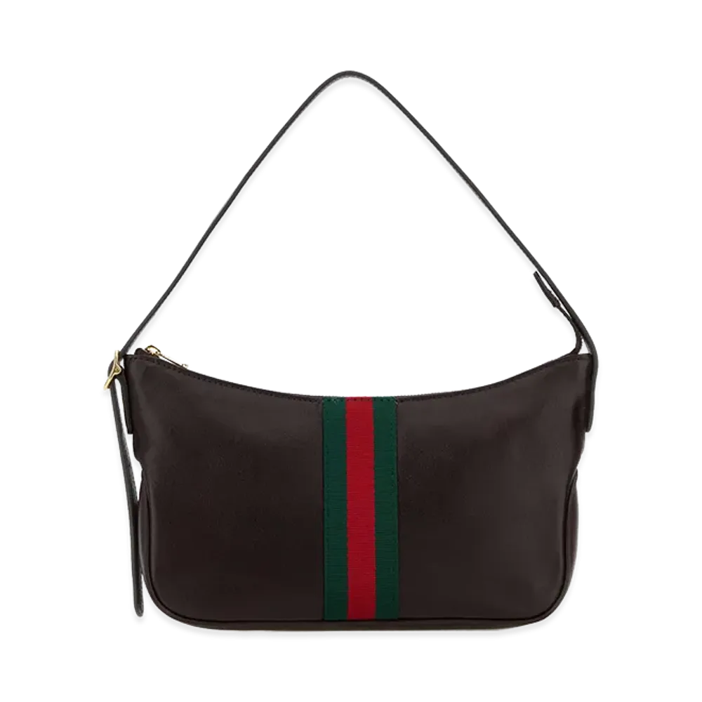 GUCCI Leather Small Lunetta Shoulder Bag "Brown"
