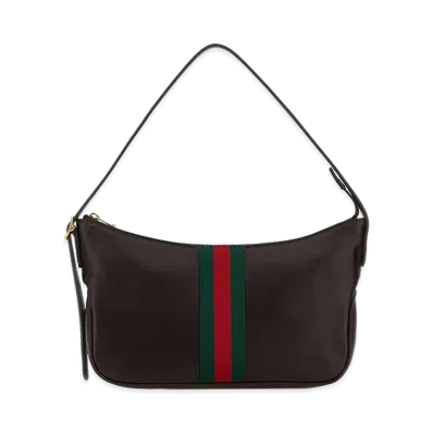 GUCCI Leather Small Lunetta Shoulder Bag "Brown"