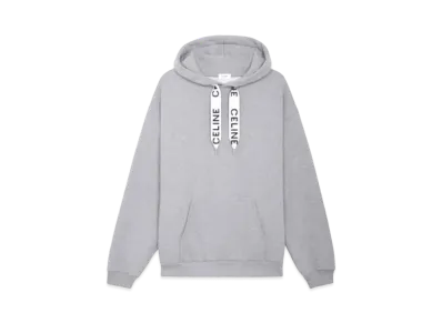 CELINE Loose Hooded Sweatshirt In Cotton Fleece "Light Gray"
