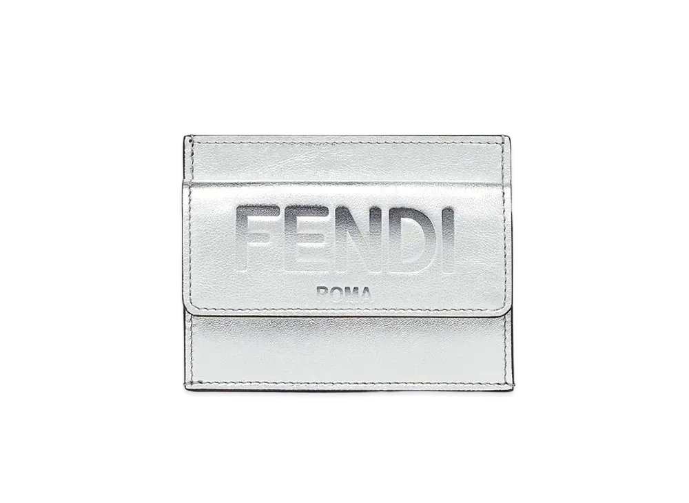 FENDI Leather Card Case "Silver"