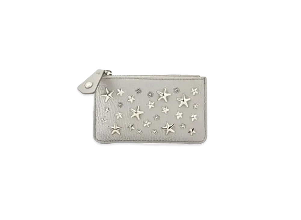 Jimmy Choo Nancy Grayney Calf Leather Key Case With Crystal Star Studs "Moonstone"