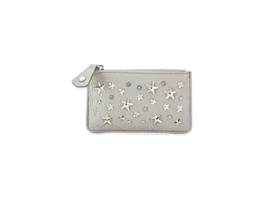 Jimmy Choo Nancy Grayney Calf Leather Key Case With Crystal Star Studs "Moonstone"