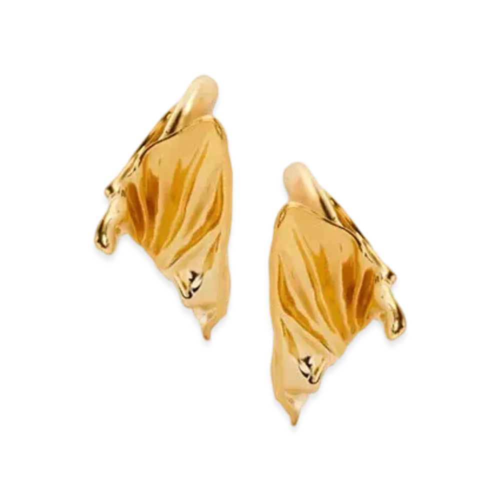 LOEWE x Lynda Benglis Pleated Fan Hoop Earrings in Sterling Silver "Gold"