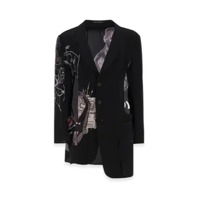 Yohji Yamamoto POUR HOMME Portrait Back Print Jacket "Black"