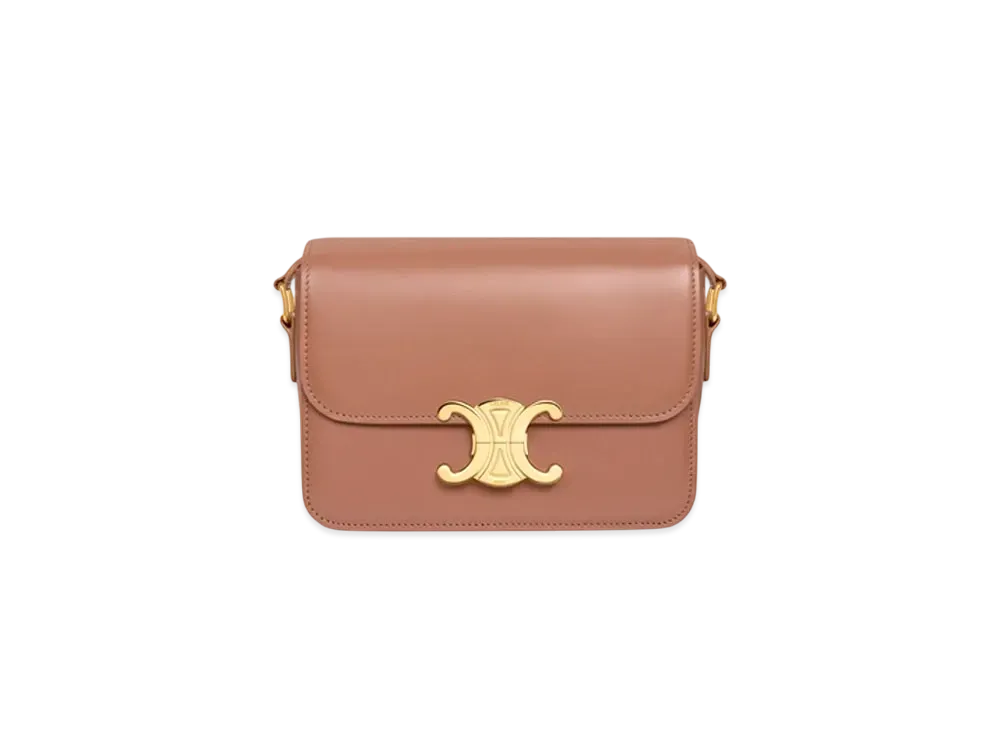 CELINE Teen Triomphe Bag In Shiny Calfskin "Bronze"