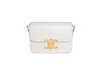 CELINE Teen Triomphe Bag in Shiny Calfskin "Rice"