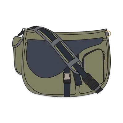 Dior x Sacai Saddle SoftBag Technical Fabric & Grained Calafskin "Khaki"