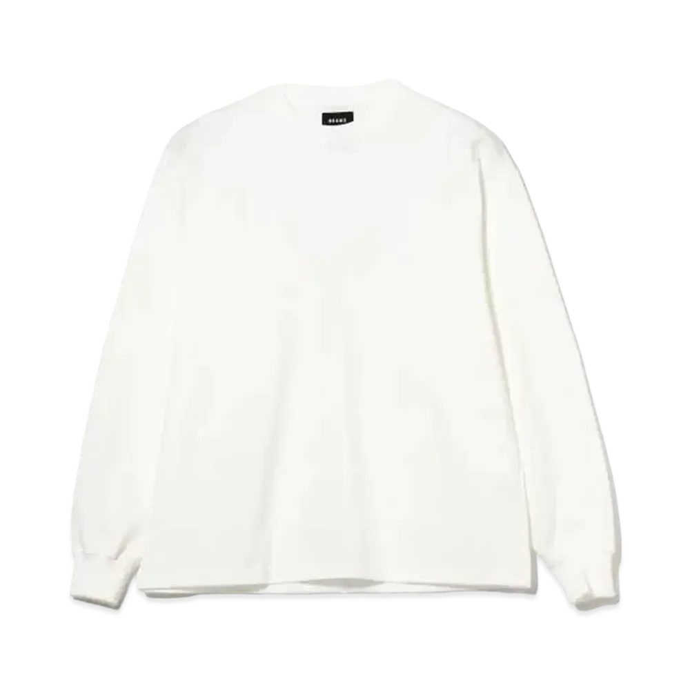 BEAMS Cotton Jersey Long Sleeve T-Shirt "White"